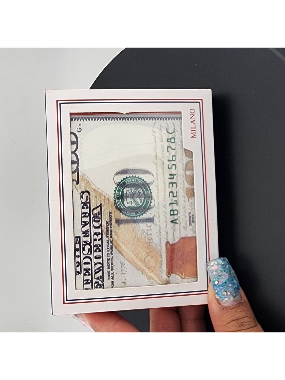 Milano Currency Print Wallet with Blue and White Design